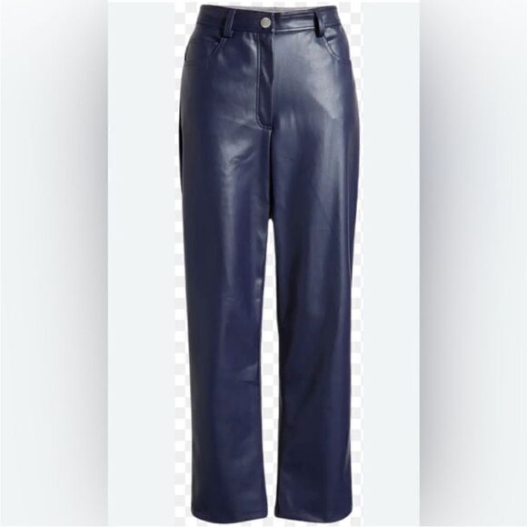New Halogen® 5-Pocket Faux Leather Pants in Classic Blue Size 16 - Picture 10 of 11